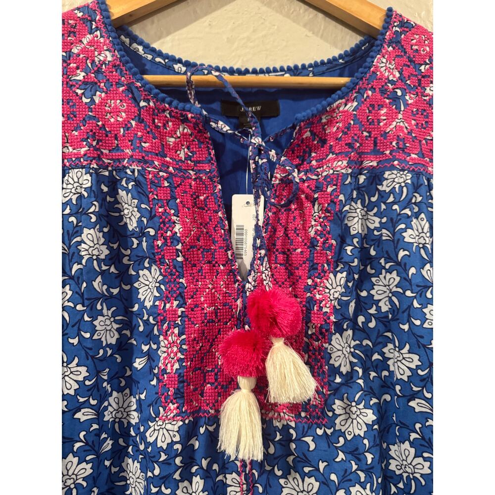 J. Crew Embroidered Tunic Dress Night Sky Block Print Medium NEW - Picture 3 of 9